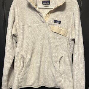 Patagonia Re-Tool Snap-T Fleece Pullover Womens Large Cream Sweater Polartec